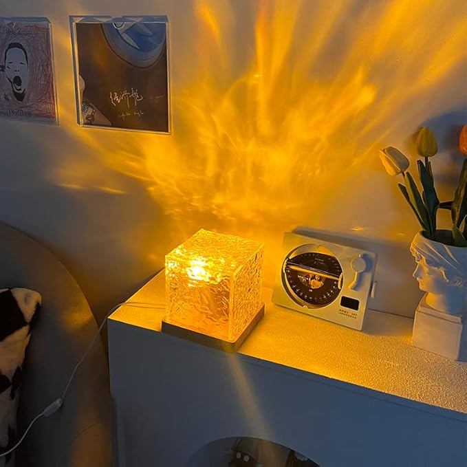 Aurora Wave Light Cube – LED Crystal Night Lamp