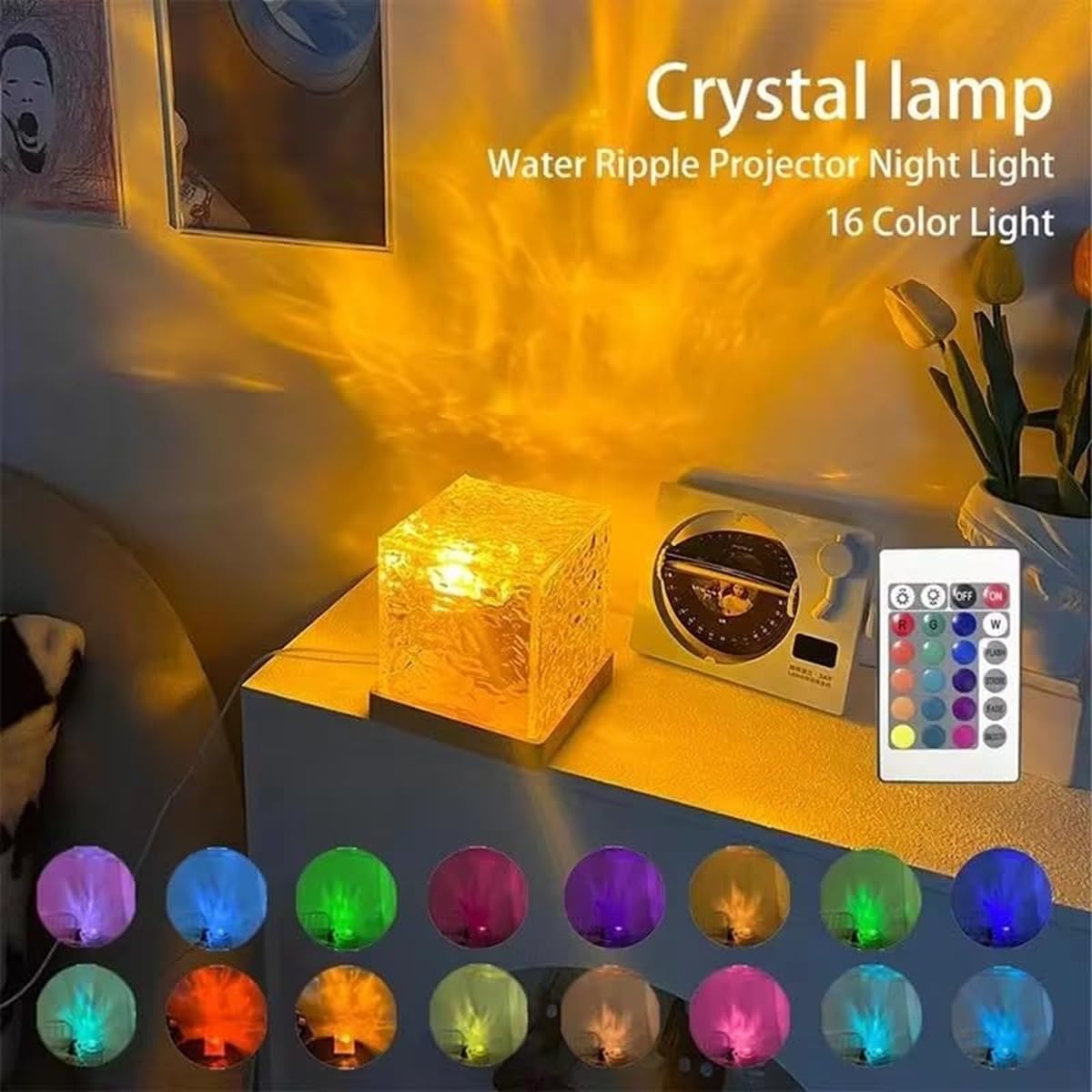 Aurora Wave Light Cube – LED Crystal Night Lamp
