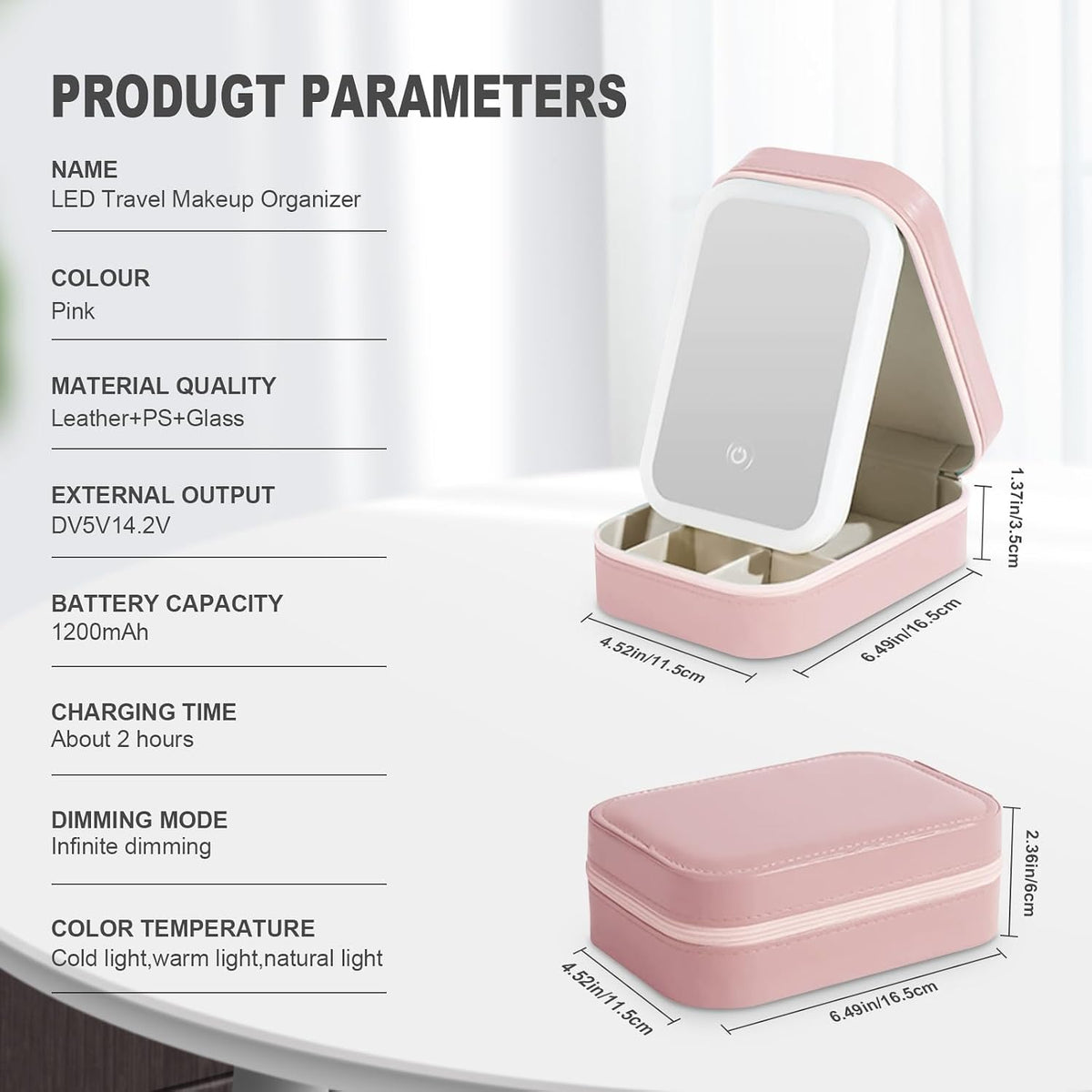 Makeup Bag with LED Mirror