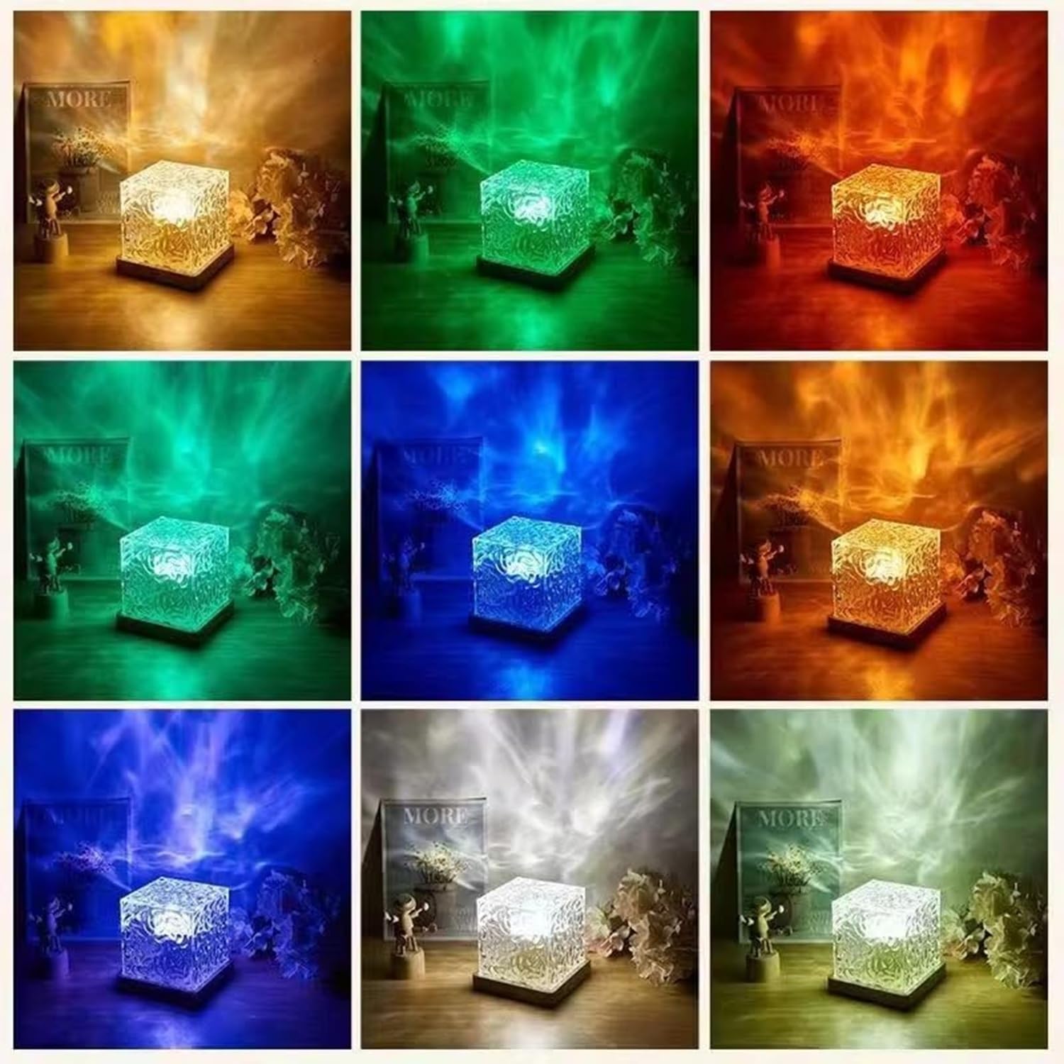 Aurora Wave Light Cube – LED Crystal Night Lamp