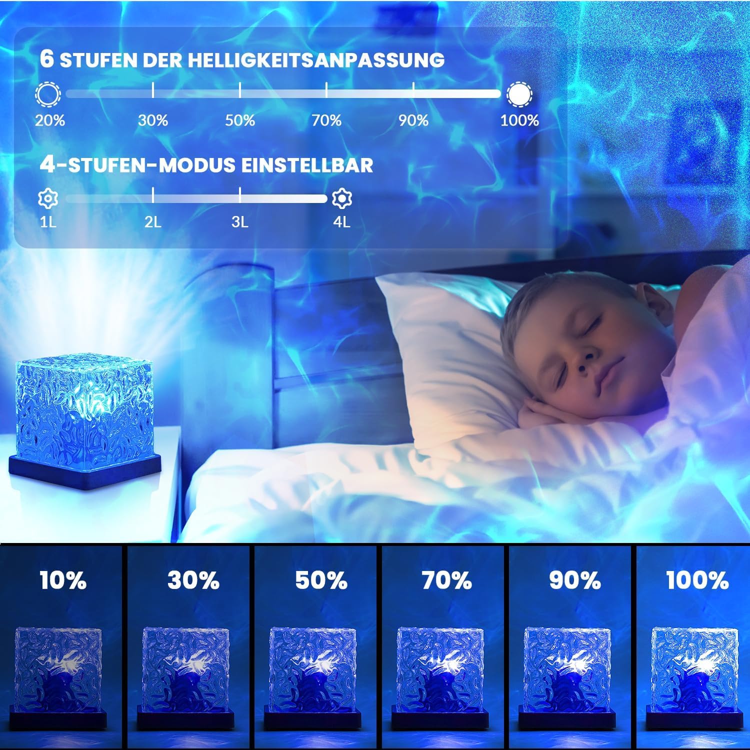 Aurora Wave Light Cube – LED Crystal Night Lamp